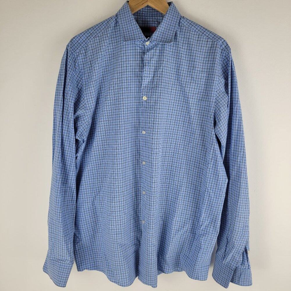 Hugo Boss C-Mabel Dress Shirt Long Sleeve Button Up Check Size 17